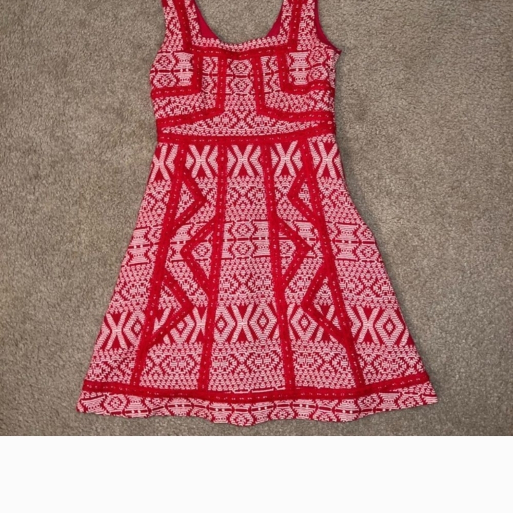 Maeve Red and White Textured Dress